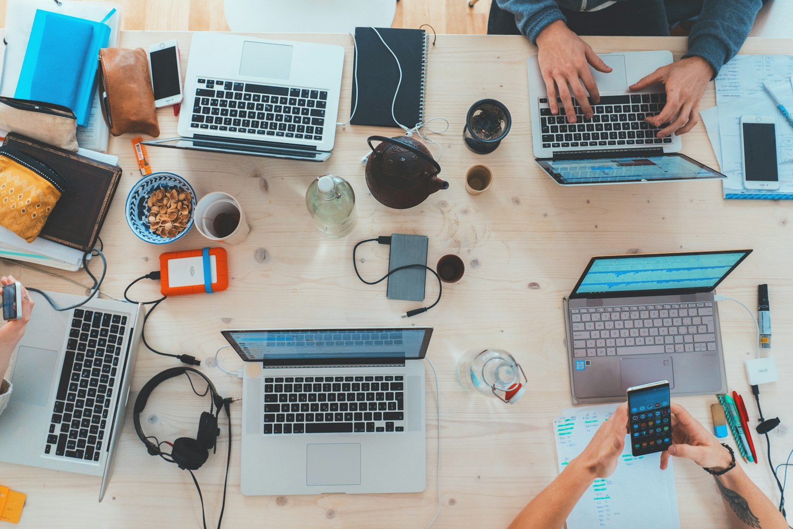 Engineers working together in a dim office